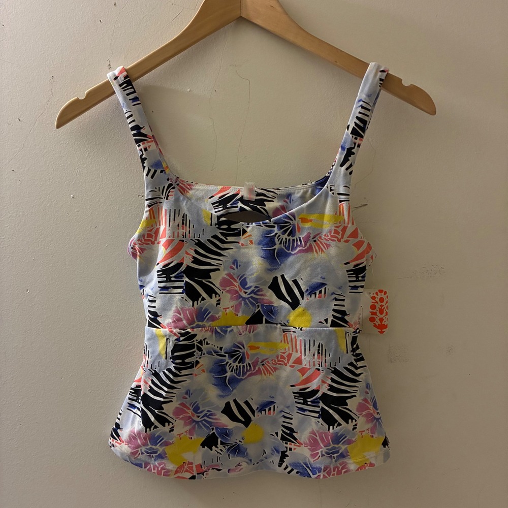 Free People Movement Womens XS Mystic Floral Combo Cutout Back Tank Top Swim New